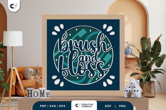 Brush and Floss 3D Shadow Box Paper Cut: 3D SVG Ornaments
