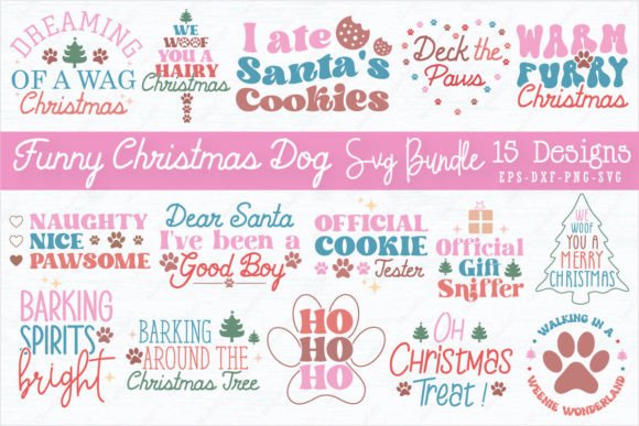 Funny Christmas Dog Saying SVG Bundle: Graphics for Crafts