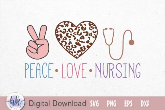 Peace Love Nursing Retro SVG