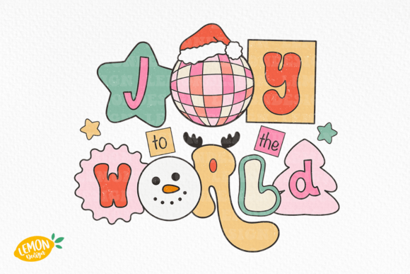 Retro Christmas Quote Joy to the World Graphics