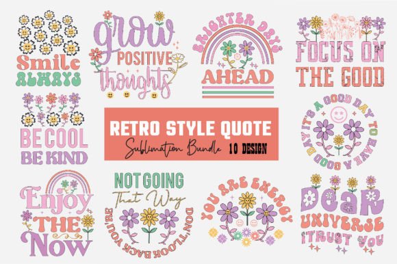 Retro Quote PNG Sublimation Bundle: Graphics for T-Shirt Designs & More