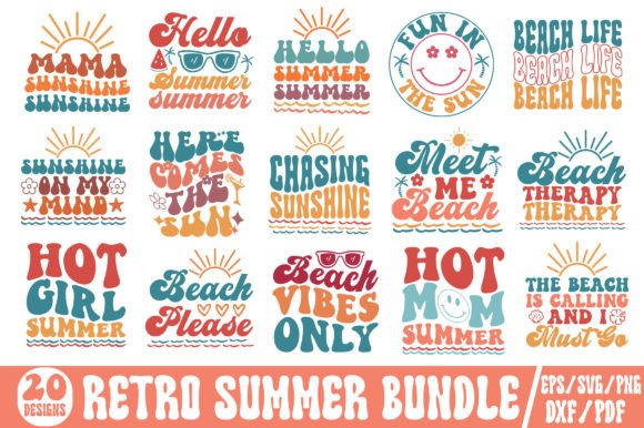 Retro Summer SVG Bundle: Beach Graphics for Crafts