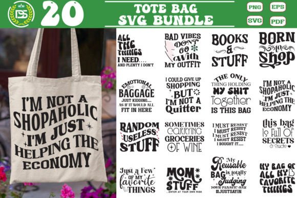 Tote Bag SVG Bundle: Funny Graphics for Crafts
